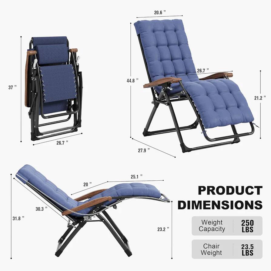 20.6"  
26.7"  
37"  
44.8"  
21.2"  
26.7"  
27.9"  
31.8"  
30.3"  
20"  
70.4"  
25.1"  

PRODUCT DIMENSIONS  
Weight Capacity: 250 LBS  
Chair Weight: 23.5 LBS
