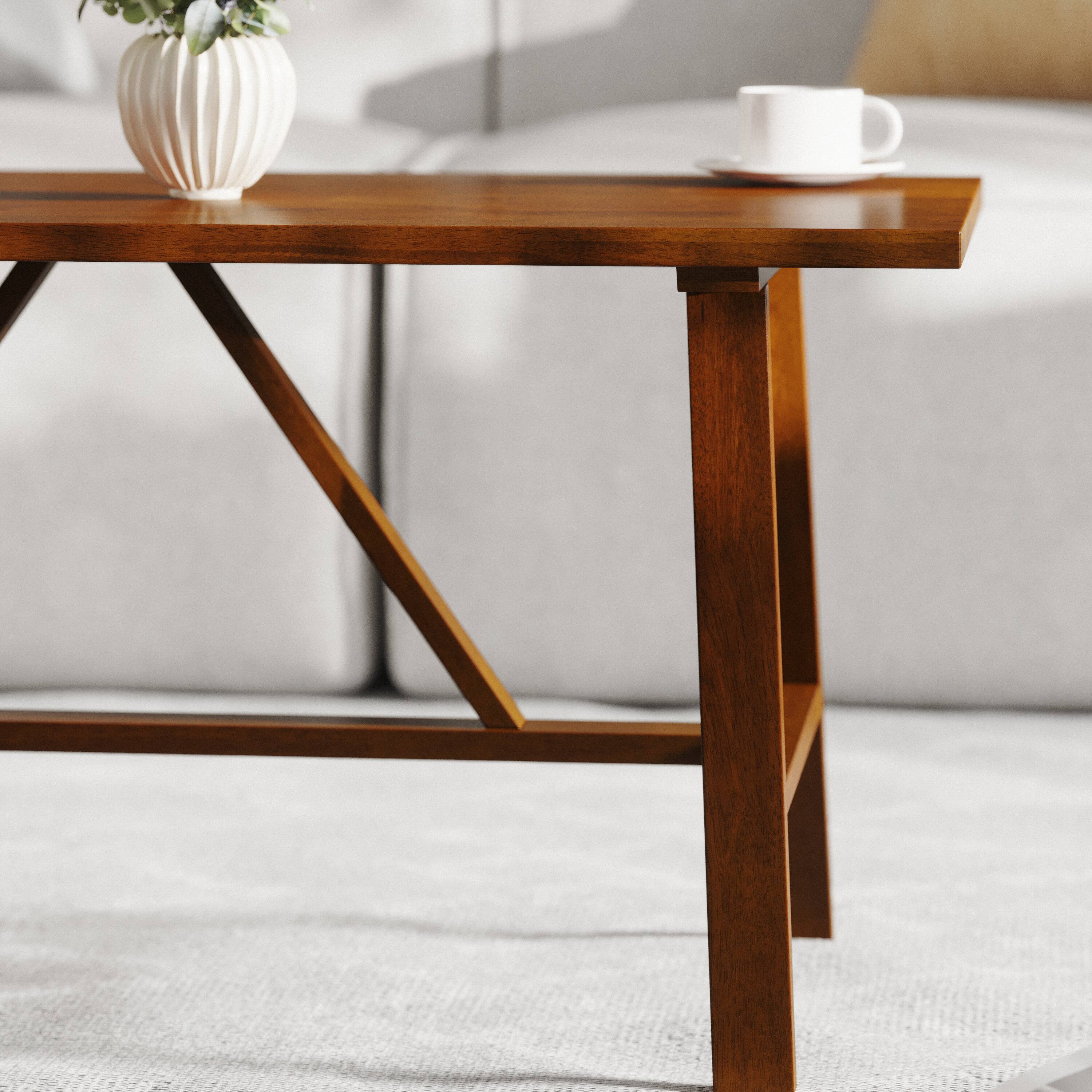Alt View 4. Flash Furniture - Eli Solid Wood Farmhouse Coffee Table, Trestle Style Accent Table in Walnut - Brown.