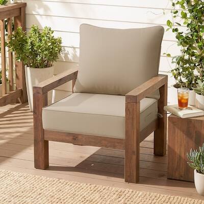 Angle. Crestlive Products - Crestlive Products 1/2pc Outdoor Deep Seat Cushion Set 24 x 24 x 4.5in Seat Water and Fade Resistant - Beige.