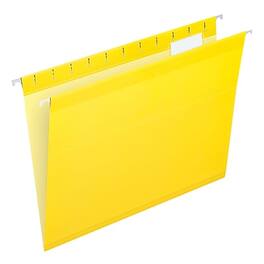 Pendaflex - Reinforced Hanging File Folders, 1/5 Tab, Letter Size, 25/Box - Yellow