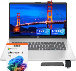HP - 17.3" HD+ Business Laptop,Intel i3-N305,16GB RAM,1TB SSD+160GB Docking Station,Intel UHD Graphics,Win 11 Pro - Silver