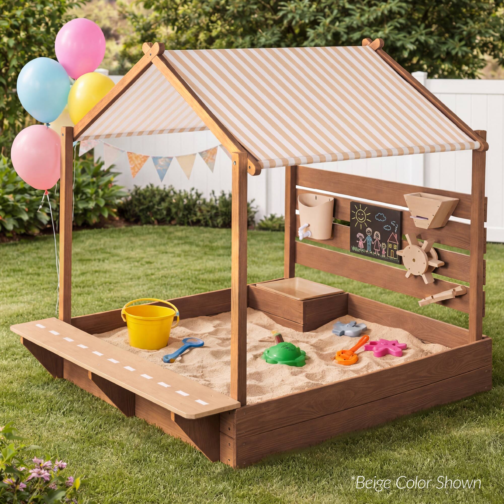 Best Choice Products Sandbox w/ Canopy, Wooden Sand Box w/ Water Table ...