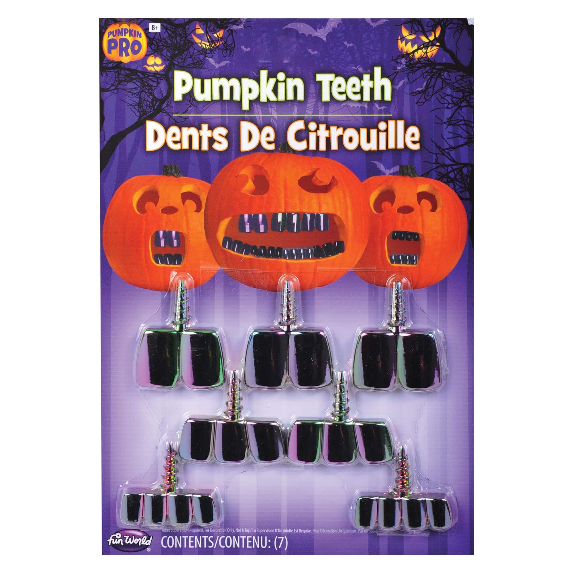 Funworld - Oil Slick Pumpkin Decorating Teeth | Buck Teeth - Black
