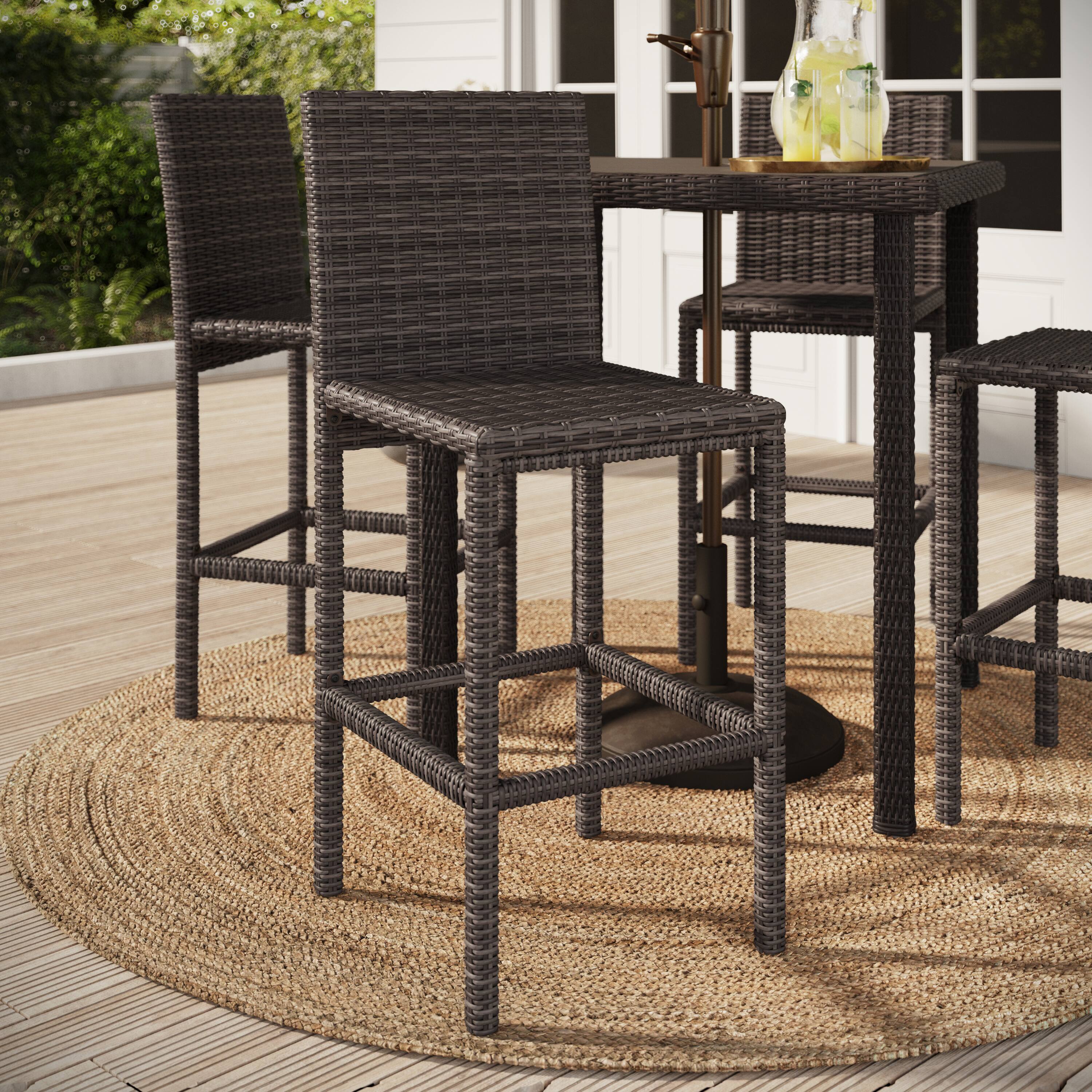 Alt View 1. Martha Stewart - Bedford 2PK Outdoor Rattan Wicker Bar Stools - Brown.