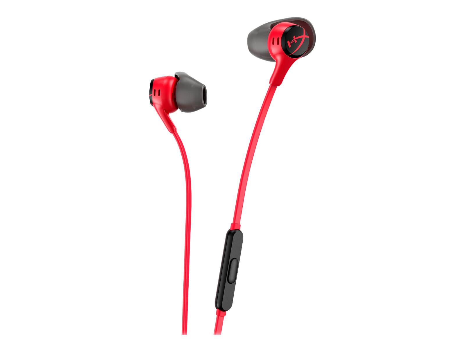 Angle. HyperX - HyperX Cloud Earbuds II - Gaming Earbuds with Mic - Red - Red.