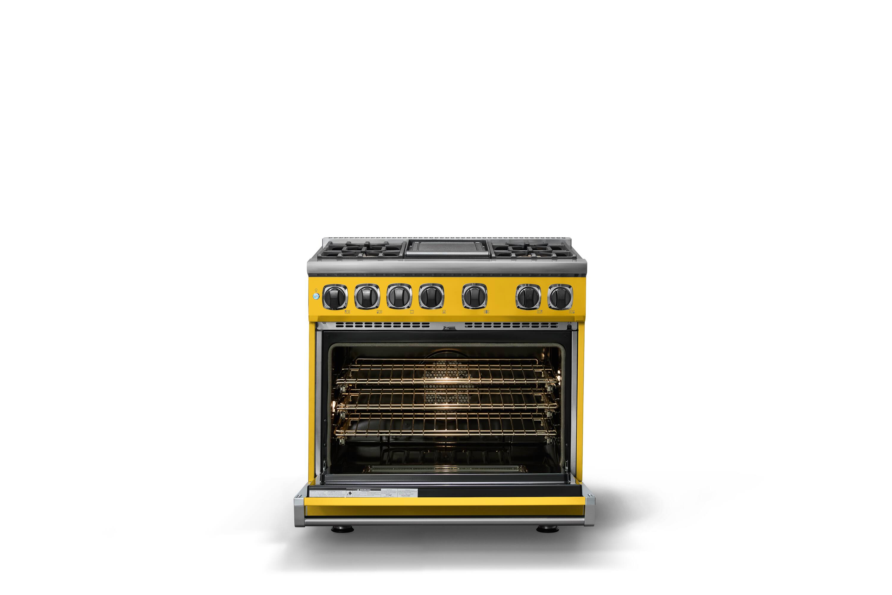 Alt View 2. Viking - 36 in. Wide 4 Burner Dual Fuel Sealed Burner Range with Griddle - Daffodil.