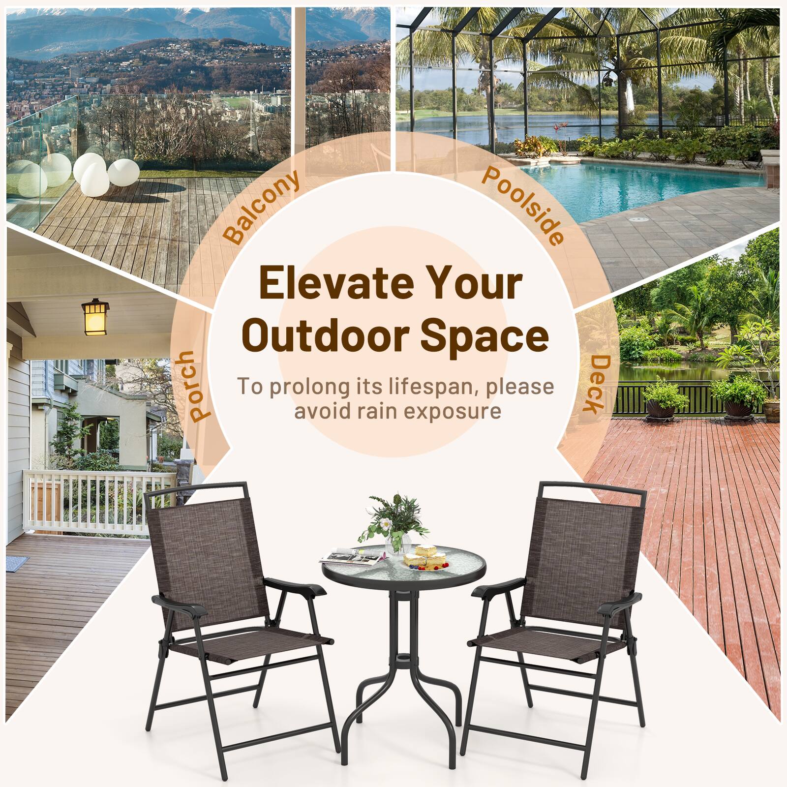 Elevate Your Outdoor Space

Balcony
Poolside
Porch
Deck

To prolong its lifespan, please avoid rain exposure