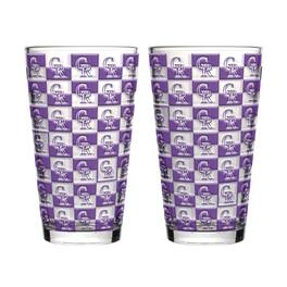 Logo Brands - Colorado Rockies Two-Pack Gridiron Stained 16oz. Pint Glass Set - Multicolor