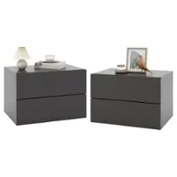 Costway 2 PCS Floating Nightstand with Drawer Storage Modern Floating Bedroom Shelf - Gray - Front_Zoom