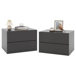 Costway - 2 PCS Floating Nightstand with Drawer Storage Modern Floating Bedroom Shelf - Gray
