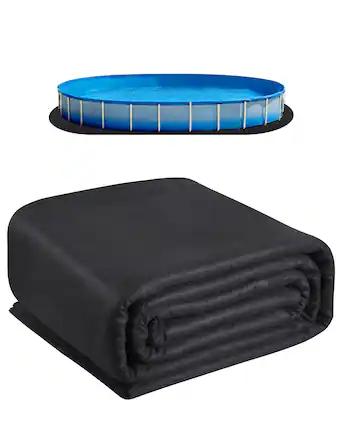 Front. VEVOR - Oval Pool Liner Pad, 12 x 24 ft Pool Liner Pad for Above Ground Swimming Pools, Extra-Thick Pool Mat, Prevents Punctures - Black.