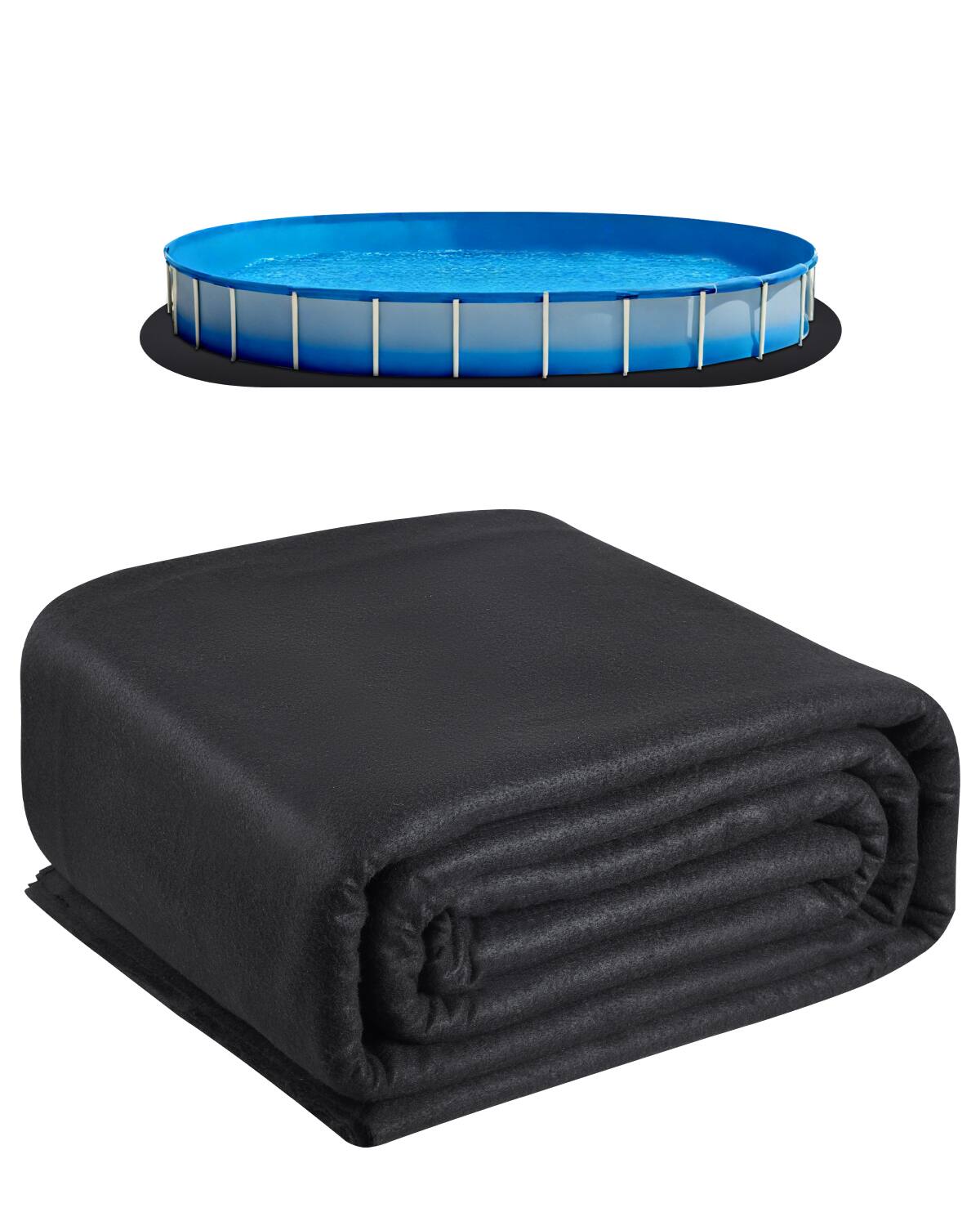 Front. VEVOR - Oval Pool Liner Pad, 12 x 24 ft Pool Liner Pad for Above Ground Swimming Pools, Extra-Thick Pool Mat, Prevents Punctures - Black.