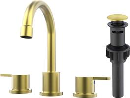 2-Handle 8-in Widespread Bathroom Faucet, 3-Hole Vanity Sink Faucet with Swivel Spout and Drain