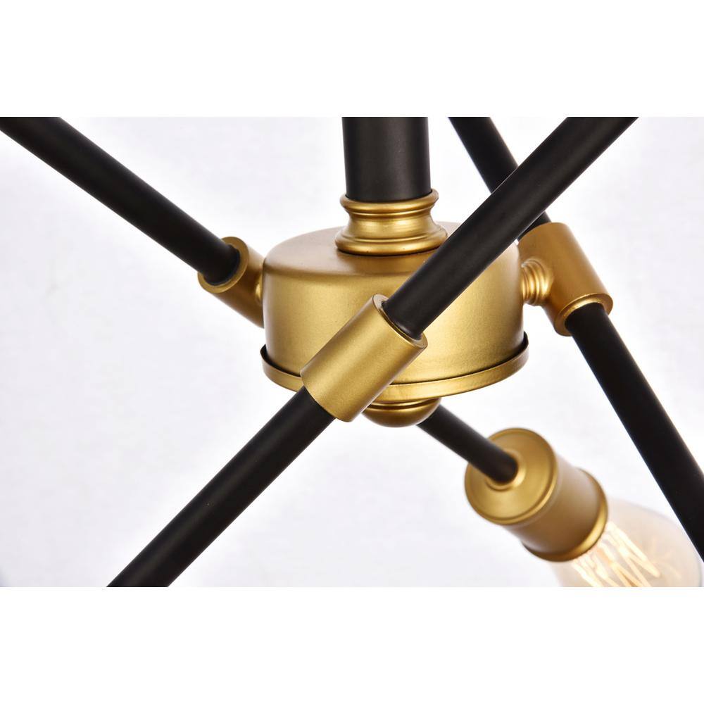 Left. Living District - Axel Collection Flushmount D17.1 H16.6 Lt:6 Black and Brass Finish - Black And Brass.