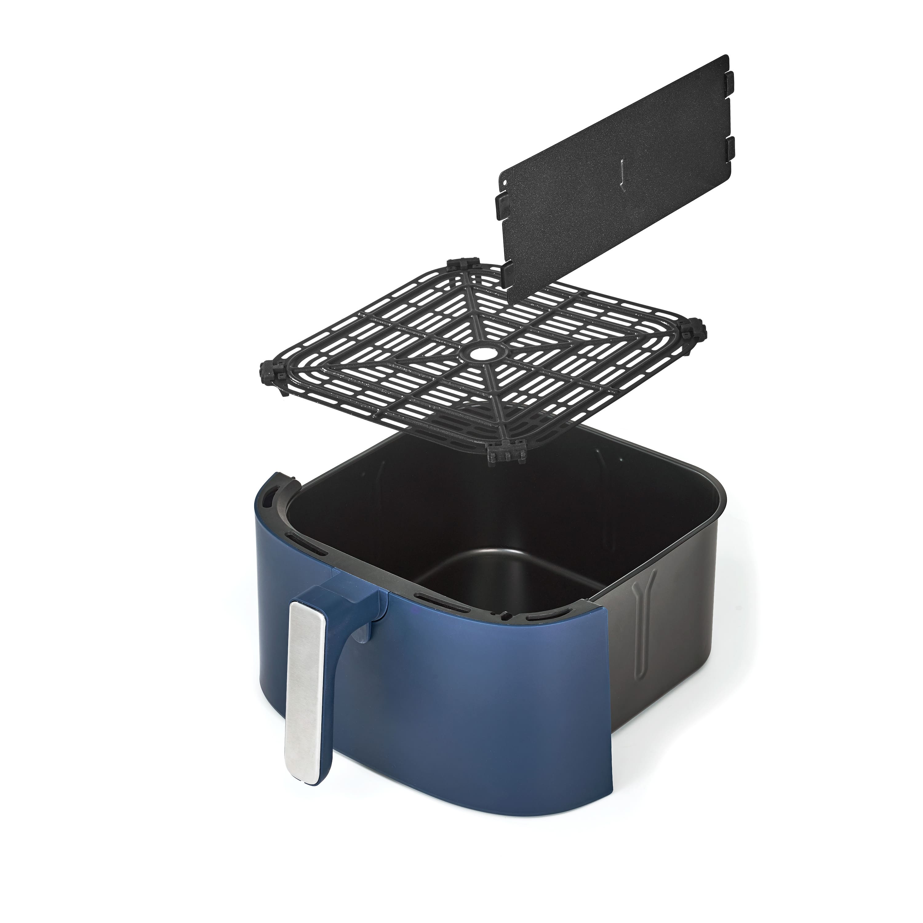 Left. Bella Pro Series - 8-qt. Digital Air Fryer with Divided Basket - Ink Blue.