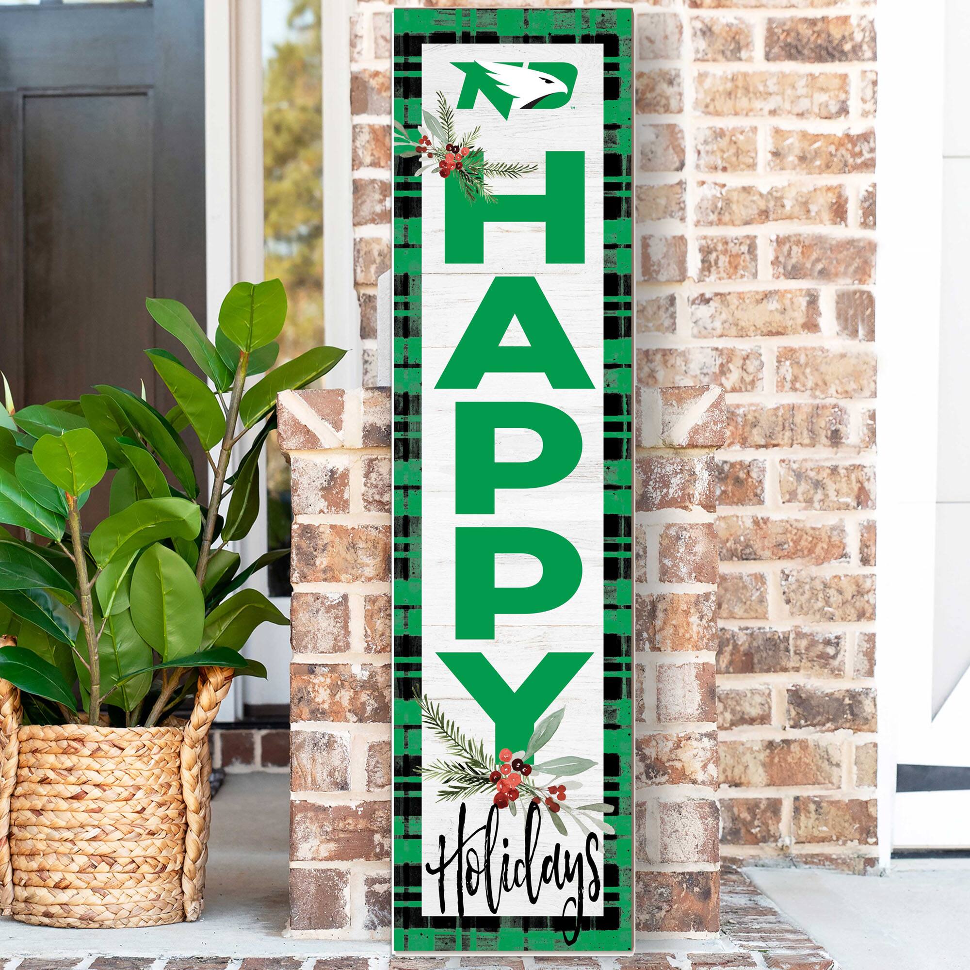 Alt View 1. Jardine - North Dakota 12'' x 48'' Happy Holidays Outdoor Leaner - White.