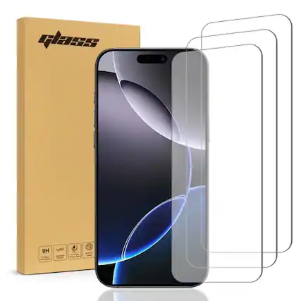 Front. RomeTech - Apple iPhone 16 Pro Max Tempered Glass Screen Protector 3 Per Pack - Transparent.