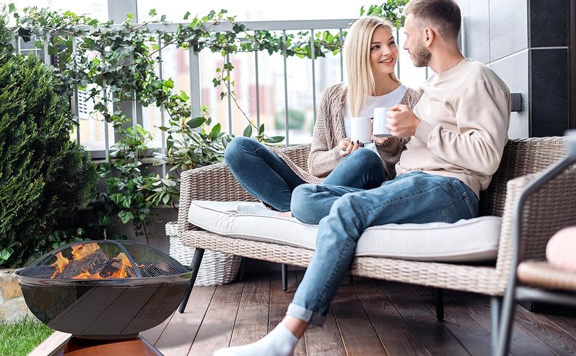 Alt View 18. Fire Sense - Fire Sense Fire Pit Degano Round Wood Burning Lightweight Portable Outdoor Firepit Backyard Fireplace Also Included Wood - Black.