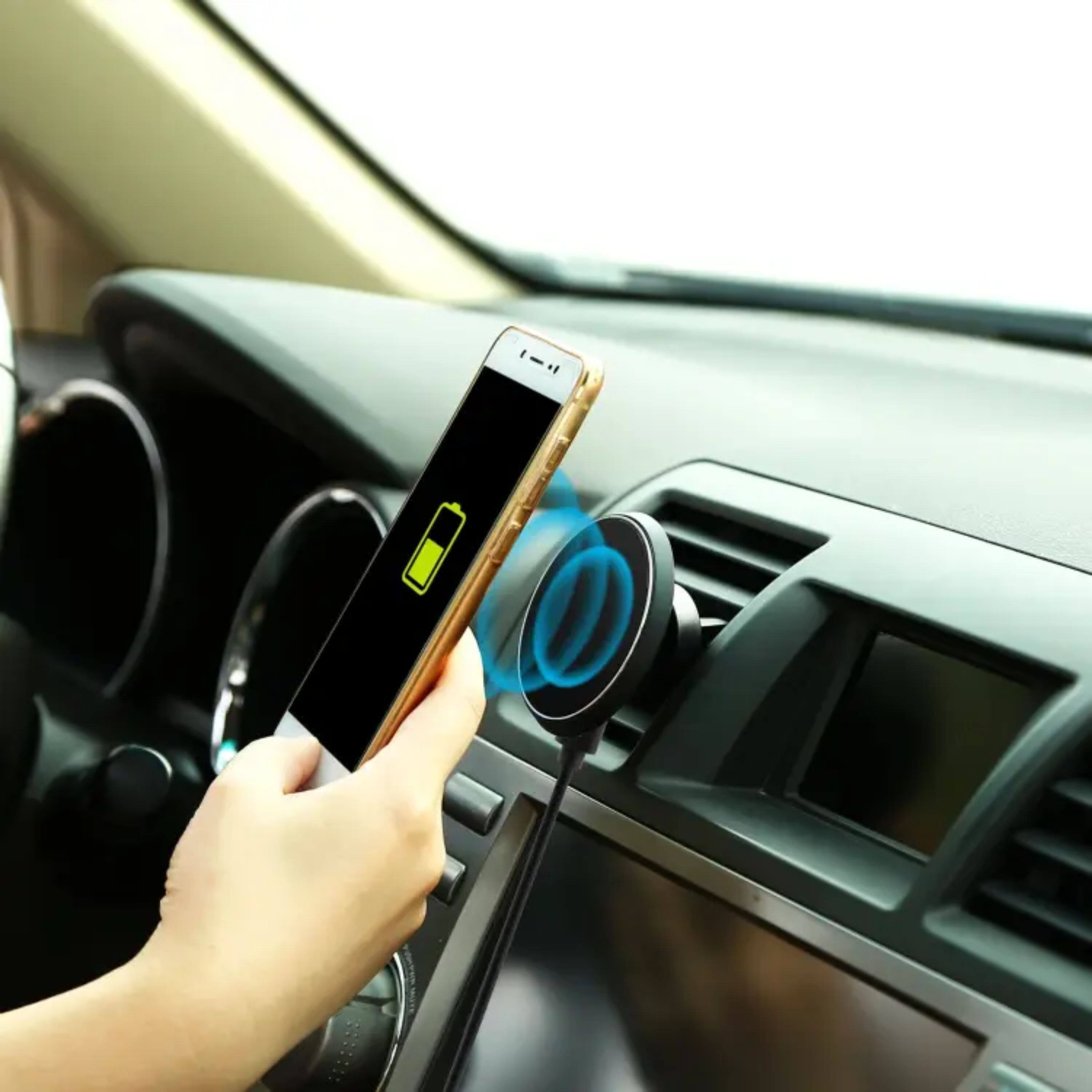 Left. Kitcheniva - Magnetic Wireless Car Charger for Phones Qi Fast Charging Mount - Black.
