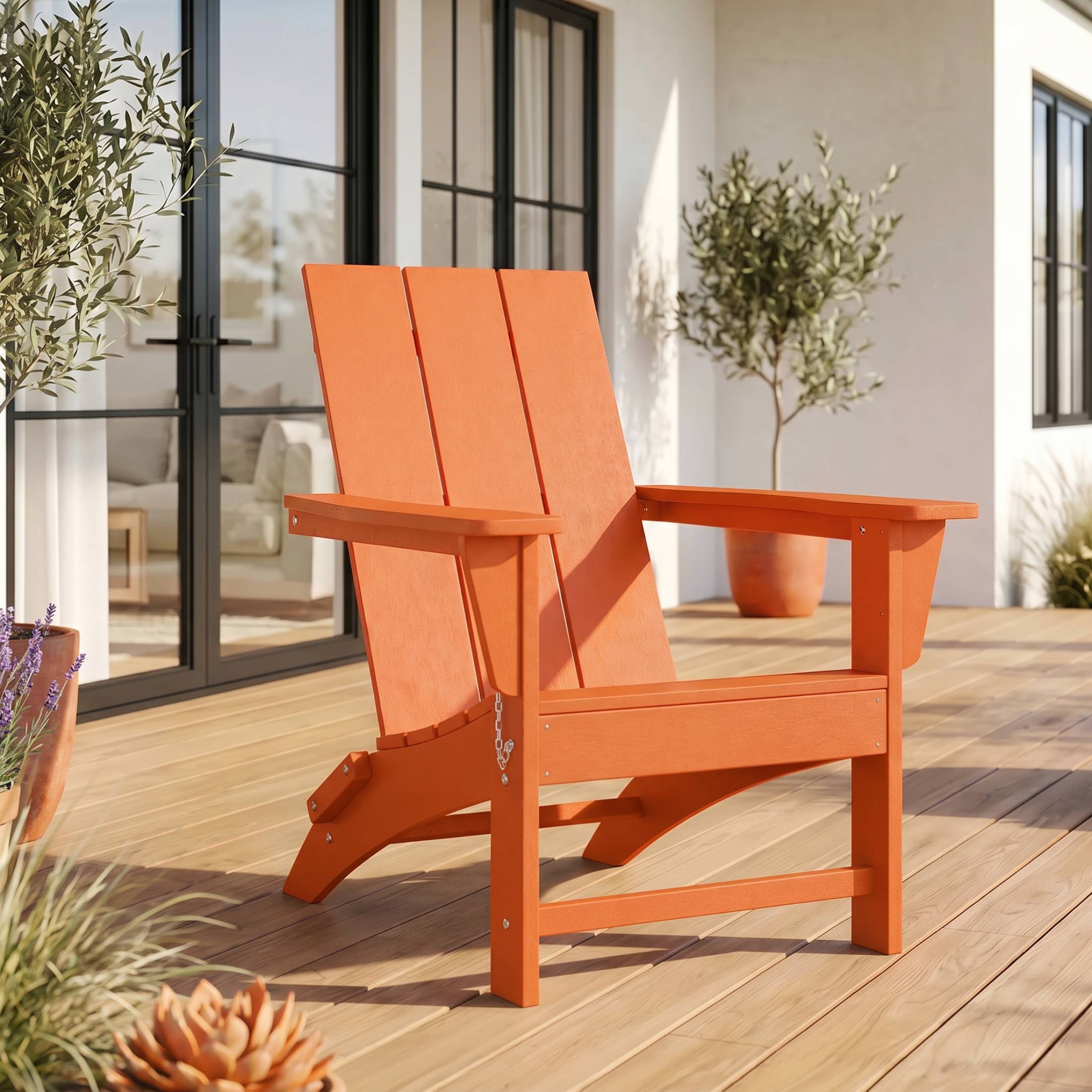 Angle. WestinTrends - WestinTrends Ashore Outdoor HDPE Modern Folding Adirondack Chair - Orange.