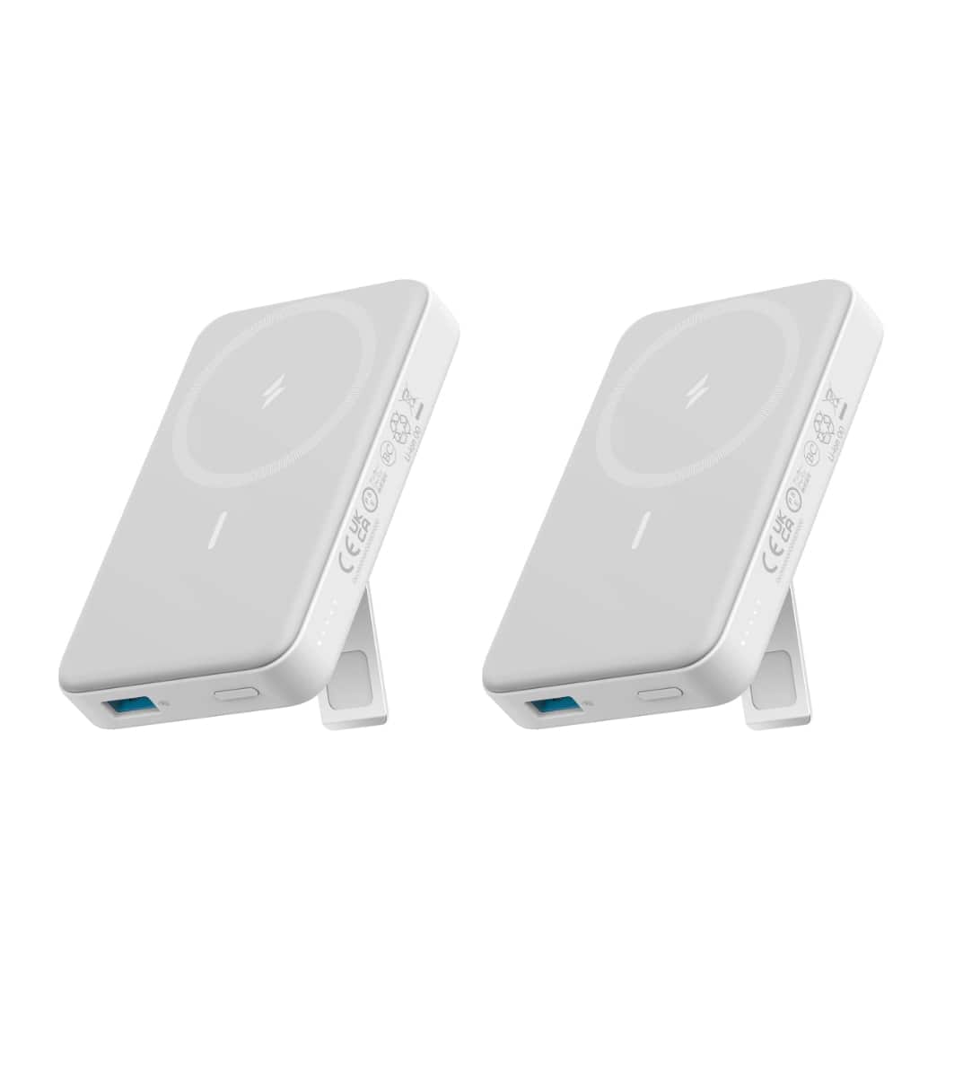 Anker - 633 Magnetic Battery, 10,000mAh Foldable Wireless Portable Charger, 20W USB-C Power Delivery Power Bank with Stand - White