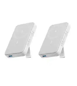 Anker - 633 Magnetic Battery, 10,000mAh Foldable Wireless Portable Charger, 20W USB-C Power Delivery Power Bank with Stand - White