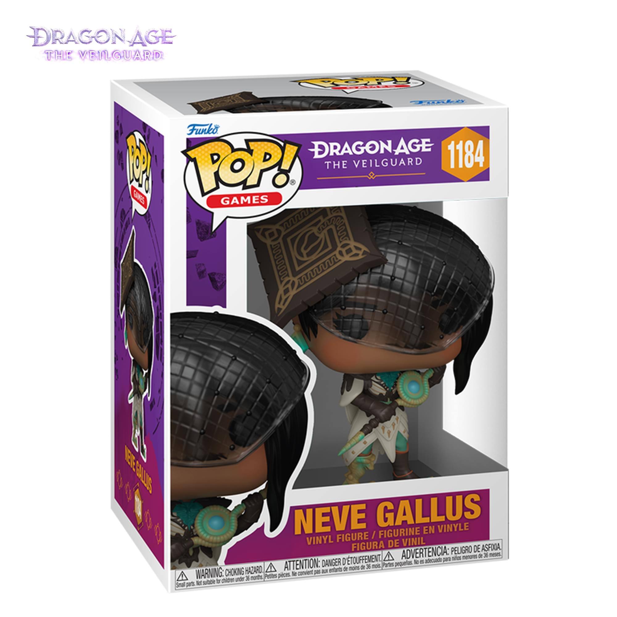 DRAGON AGE THE VEILGUARD  
Funko POP! DRAGON AGE 1184  
POP! GAMES  
THE VEILGUARD  
NEVE GALLUS  
VINYL FIGURE / FIGURINE EN VINYLE / FIGURA DE VINIL  
WARNING: CHOKING HAZARD - Small parts. Not for children under 3 years.  
ADVERTENCIA: PELOJO DE ASFIXIA - PELIGRO DE ASFIXIA