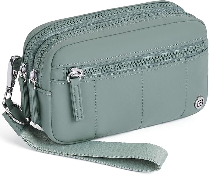 Vulpecula Spade - Small Nylon Crossbody Bags for Women,RFID Wristlet Purse Built in Wallet, 4 Zipper Crossbody Wallet Phone Organizer - Green