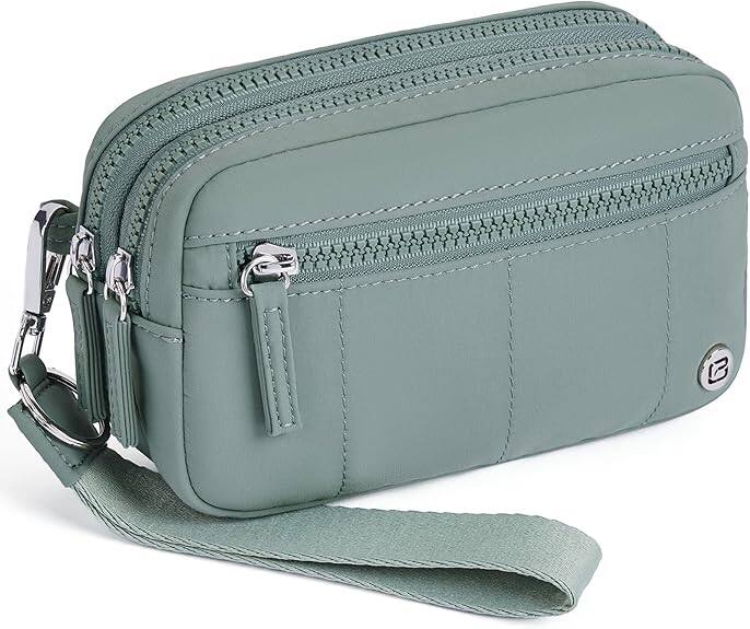 Vulpecula Spade - Small Nylon Crossbody Bags for Women,RFID Wristlet Purse Built in Wallet, 4 Zipper Crossbody Wallet Phone Organizer - Green