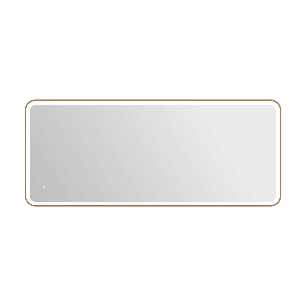 Left. Elegant Kitchen and Bath - 72 Inch Rectangle LED Front and Backlit Wall Mirror in Satin Gold - Satin Gold.