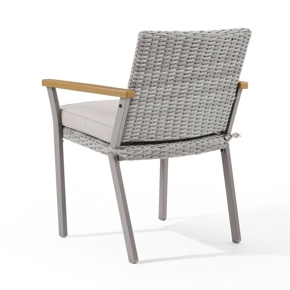 Left. Songmics Home - Sencillo Collection - Dining Chair with Faux Wood Armrests - Gray.