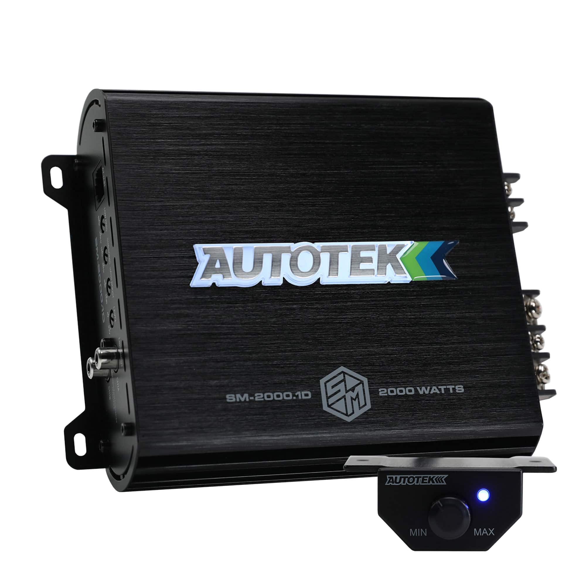 AutoTek - 2000W 1 Channel Car Audio Amplifier, Bass Knob, Street Machine SM-2000.1 - Black