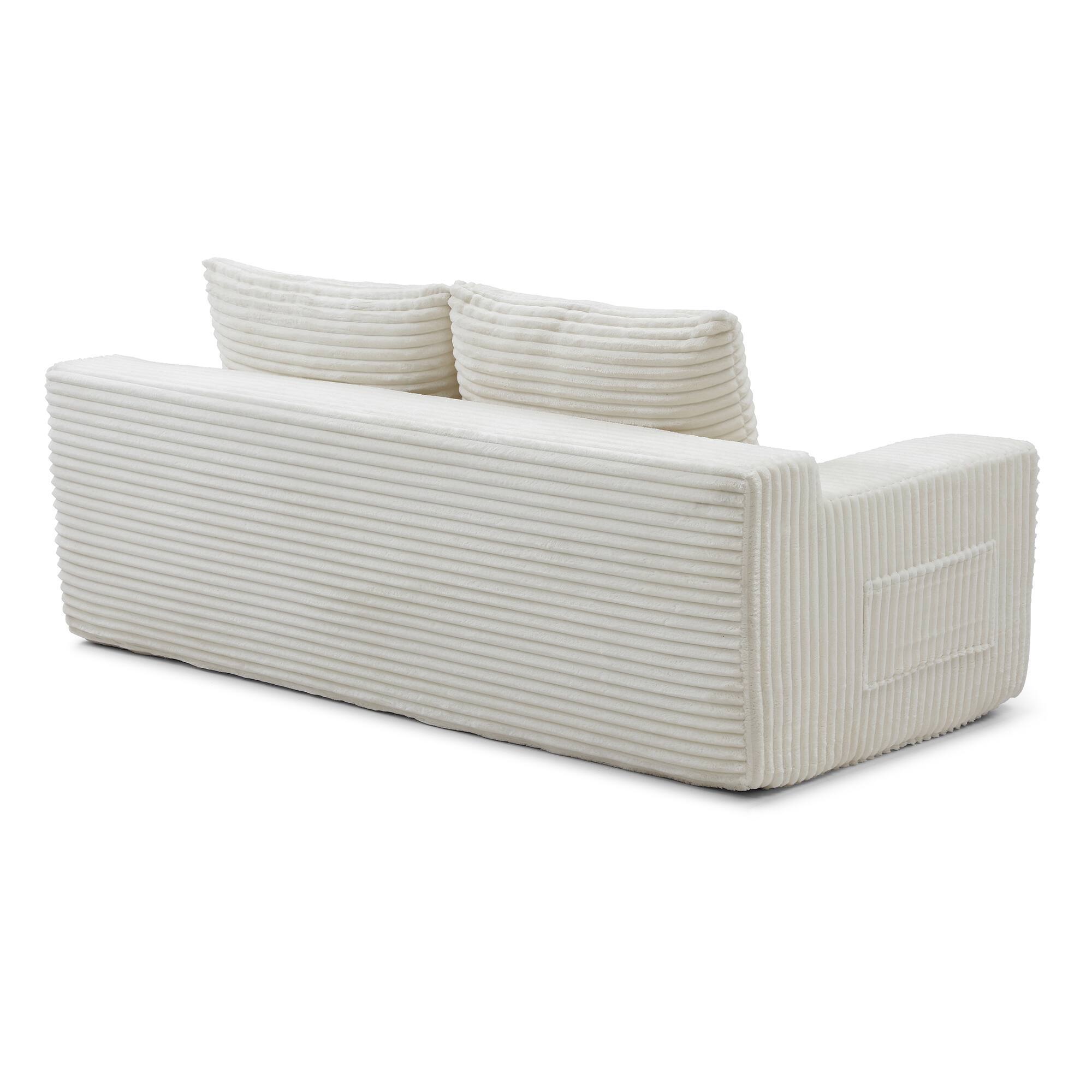 Alt View 6. Trinkets Crazed - Memory Foam Cloud Loveseat Sofa,2 in 1 Convertible Folding Couch Bed,No Assembly Compressed Corduroy Floor Lounge Sofa - Beige.