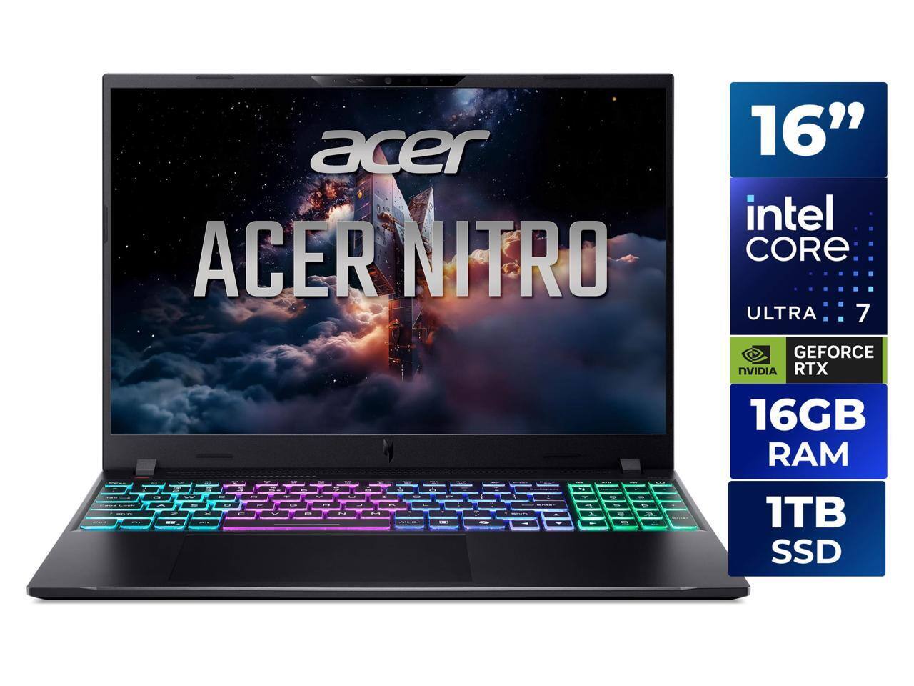 acer ACER NITRO  
16" intel CORE ULTRA 7 GEFORCE NVIDIA RTX 16GB RAM 1TB SSD