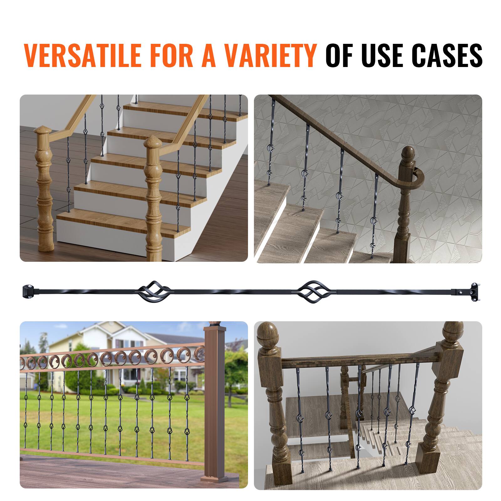 VEVOR Staircase Metal Balusters, 44'' x 1/2