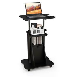 Ecooso - Mobile Standing Desk Cart with Tilt Desktop and Storage Cabinet, Rolling Workstation - Black