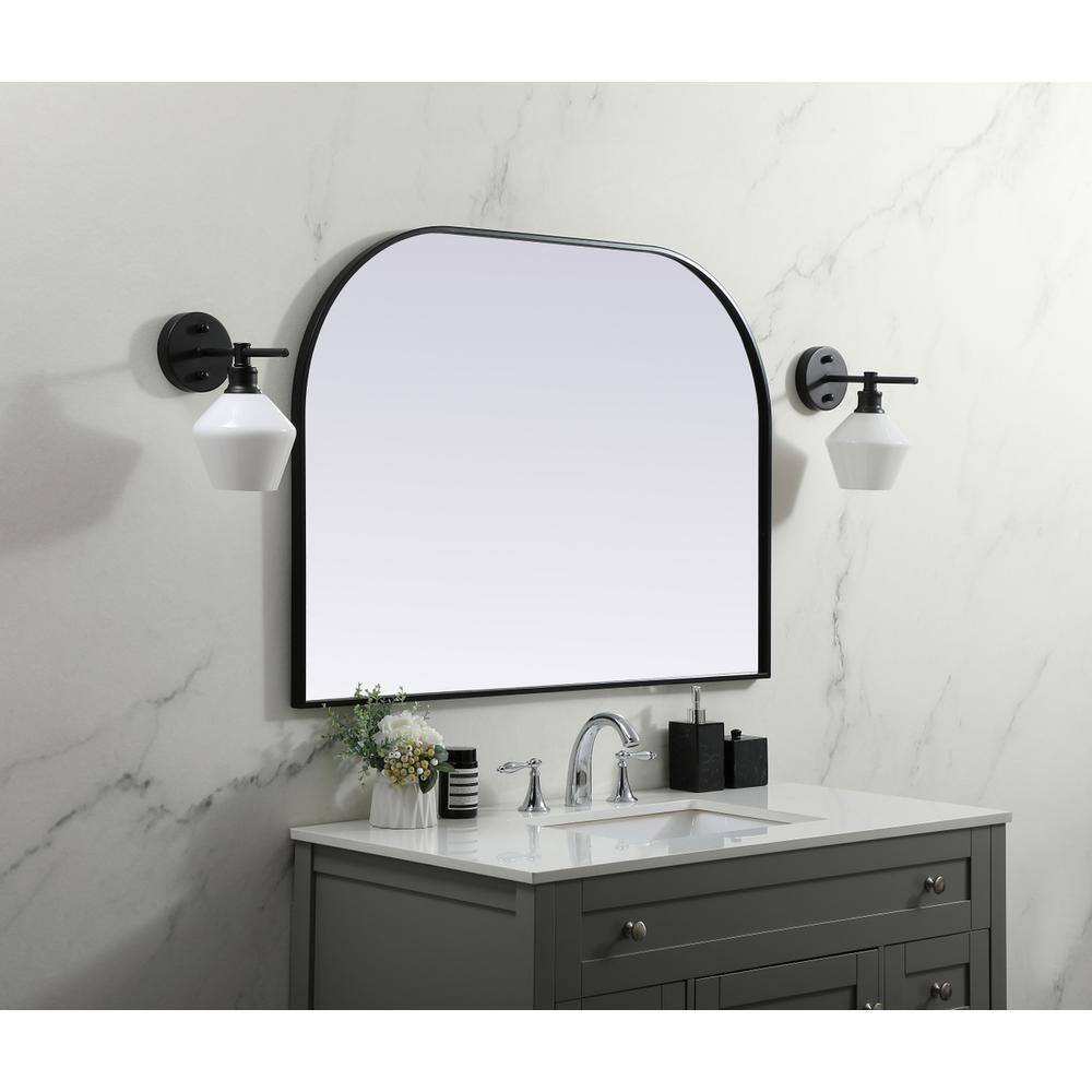 Alt View 4. Elegant Decor - Metal Frame Arch Mirror 42x30 Inch in Black - Black.