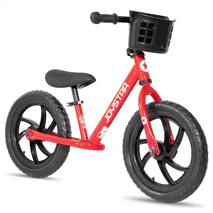 Front. JOYSTAR - JOYSTAR Roadster 14" Kids Balance Bike for Boys Girls Ages 4-6, Toddler Balance Bikes with Footrest & Basket, Red - Red.