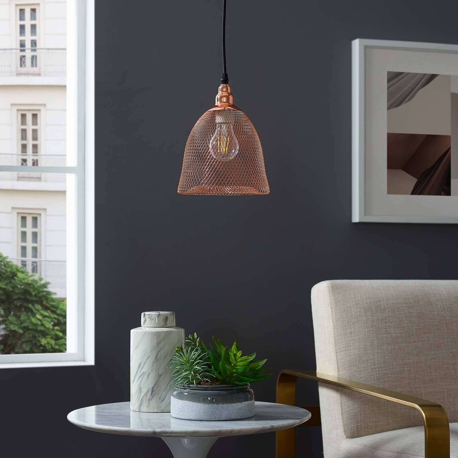 Glimmer Bell-Shaped Pendant Light by Modway - Rose Gold