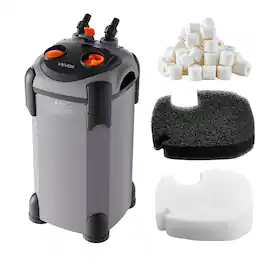 VEVOR - 224.5GPH Canister Filter, 3-Stage External Aquarium Filter with Powerful Pump, Quite Water Circulation Cleaning Machine - Gray