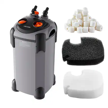 Front. VEVOR - 224.5GPH Canister Filter, 3-Stage External Aquarium Filter with Powerful Pump, Quite Water Circulation Cleaning Machine - Grey.