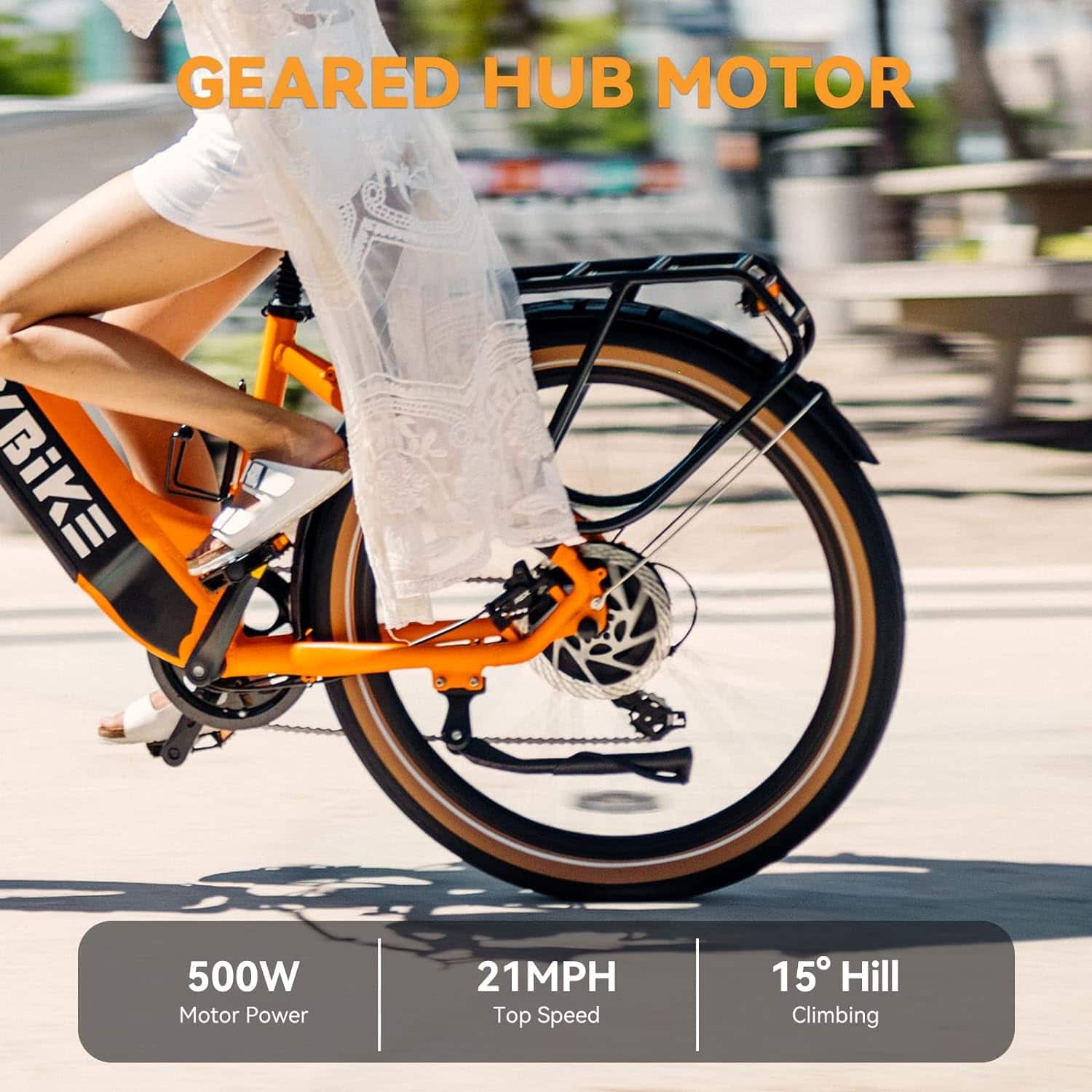 Geared Hub Motor Bike 500W Motor Power 21MPH Top Speed 15 Hill Climbing