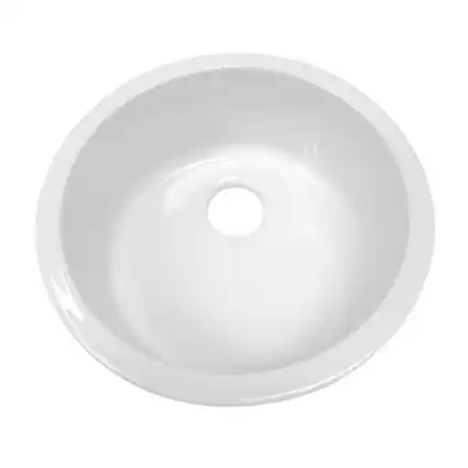 Front. Whitehaus - Elementhaus Fireclay Circular Drop In/Undermount Sink - White.
