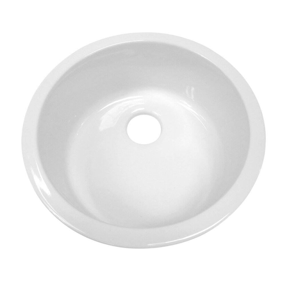 Front. Whitehaus - Elementhaus Fireclay Circular Drop In/Undermount Sink - White.