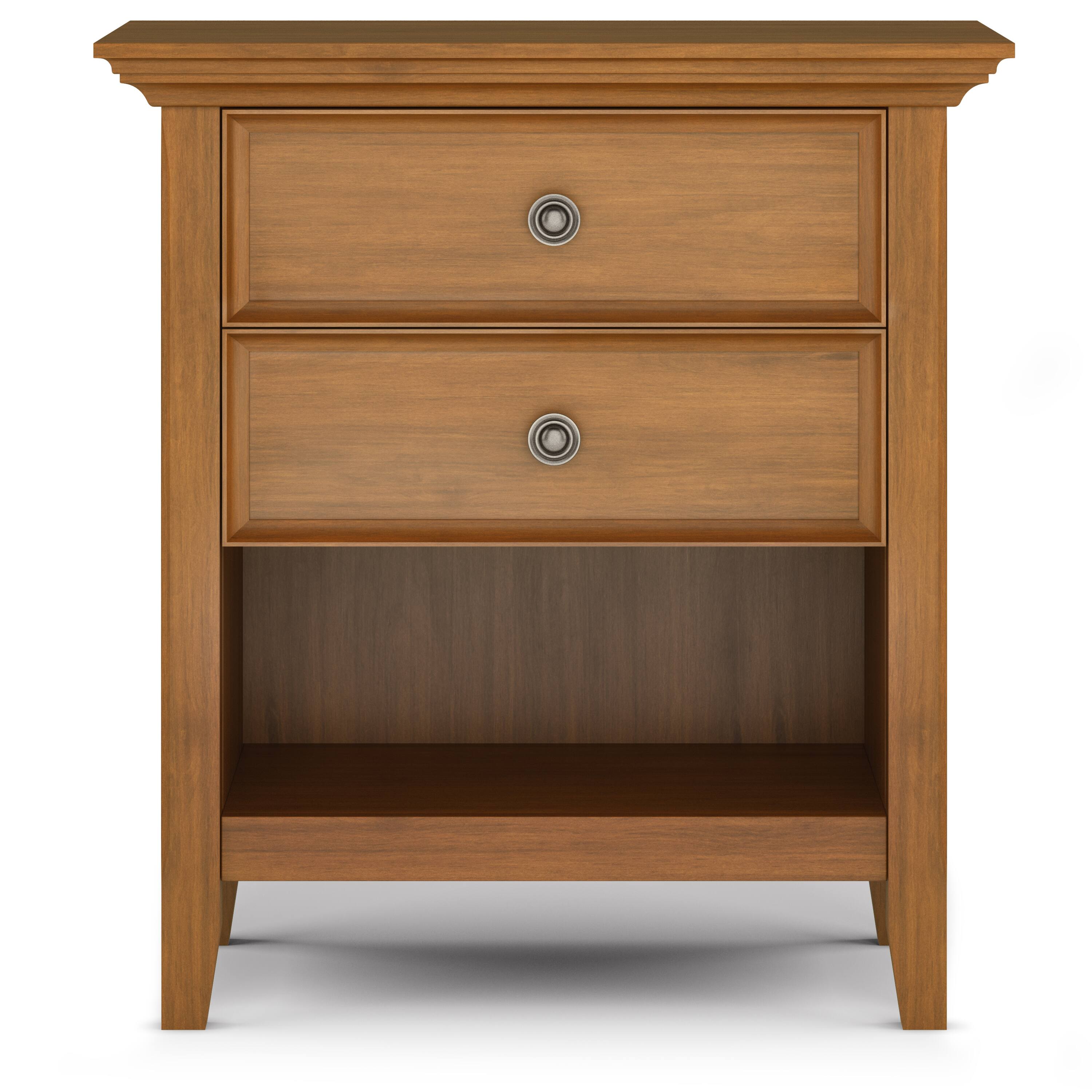 Angle. Simpli Home - Amherst 24 inch Bedside Table (Set of 2) - Light Golden Brown.