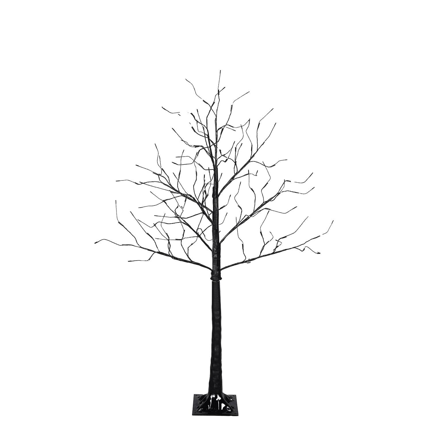 Angle. Pefilos - 3 Pack Pre-Lit Christmas Trees, 6ft, 5ft, 4ft Tall, Artificial Xmas Trees with Purple Lights - Black.