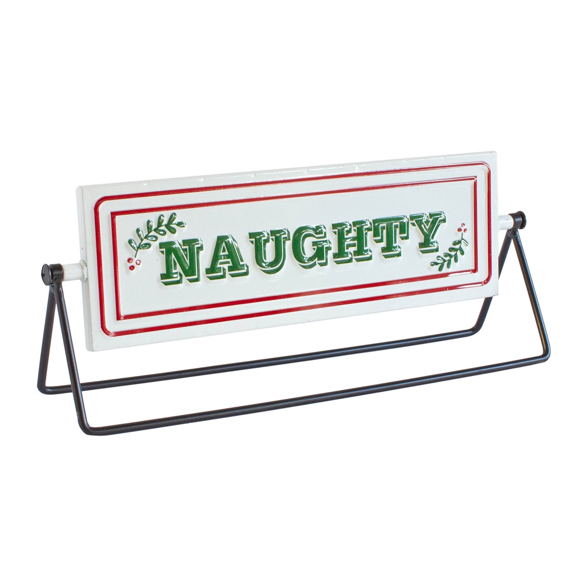 Alt View 1. BreeBe - Reversible Christmas Sentiment Metal Table Sign (Set of 2) - Red, White.