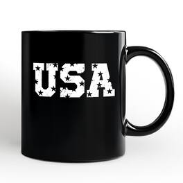 OrnamentallyYou - USA Block Letters Mug, Vintage Patriotic Gift - Black