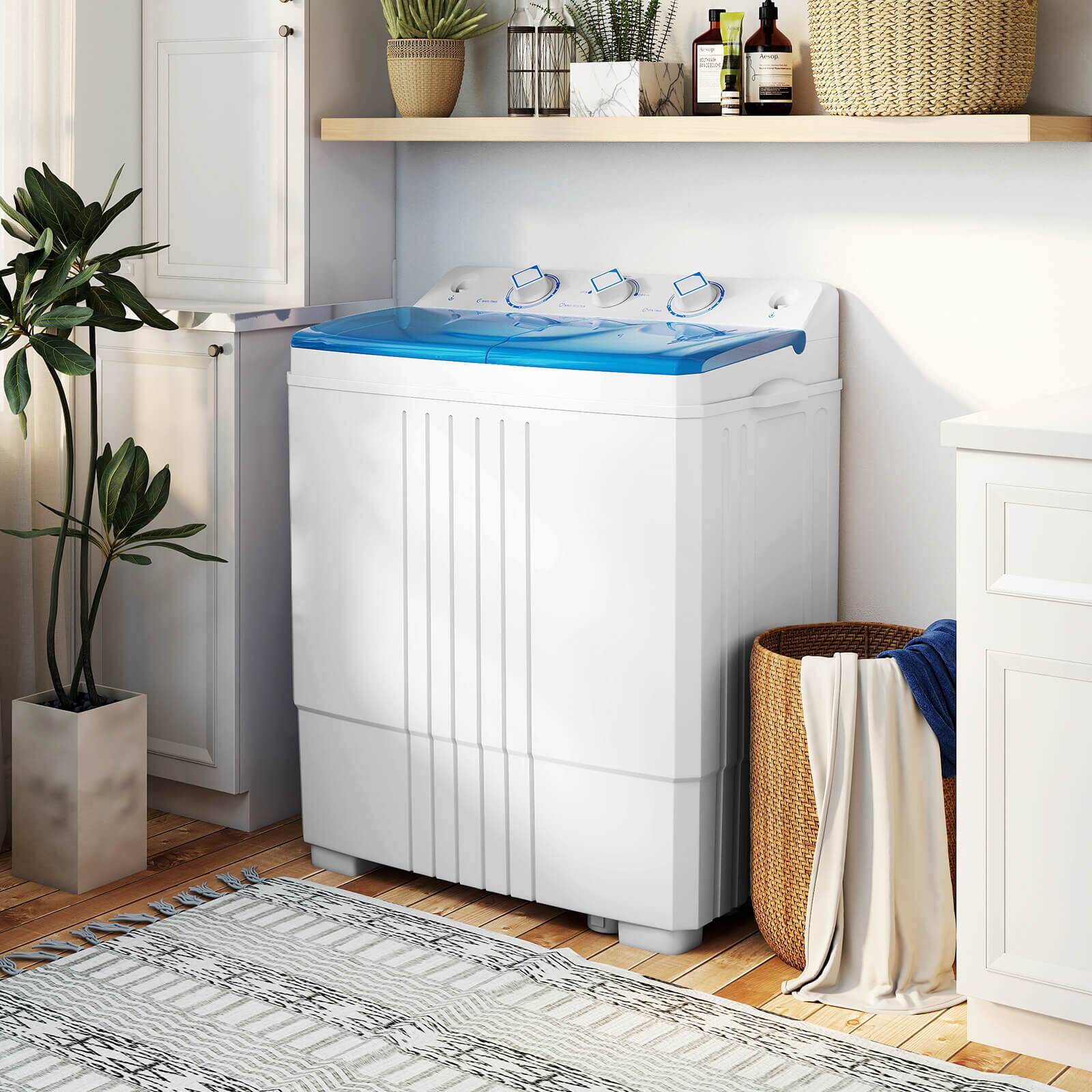 Alt View 1. Costway - Costway Twin Tub Portable Washing Machine with Drain Pump Timer Control Dorm & RV's - Blue,White.