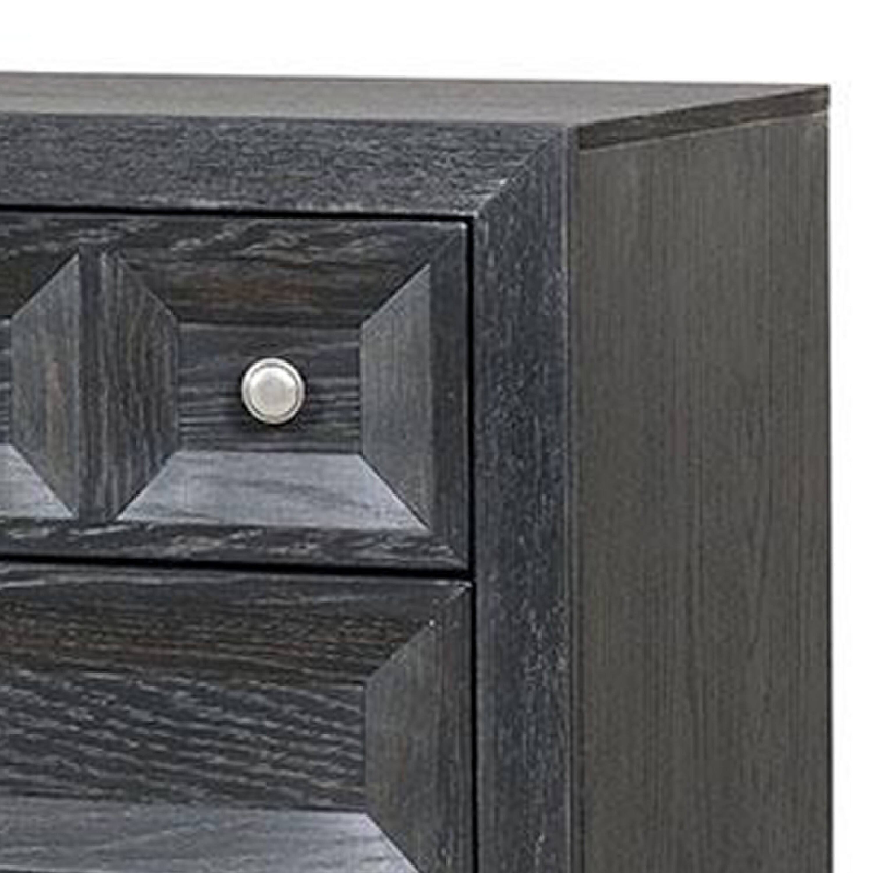 Alt View 2. Manhattan Lane - Kizie Oversized Nightstand, USB A-C, 3 Drawer, 38 Inch Weathered Black - Weathered Black.